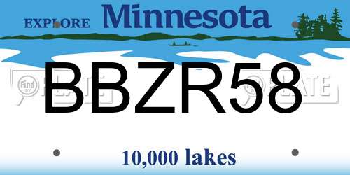 BBZR58 Minnesota License Plate
