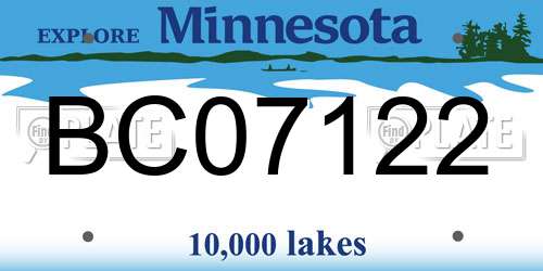BC07122 Minnesota License Plate