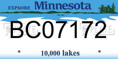 BC07172 Minnesota License Plate