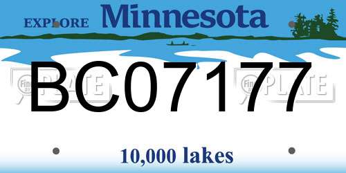 BC07177 Minnesota License Plate