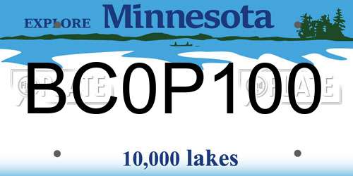 BC0P100 Minnesota License Plate