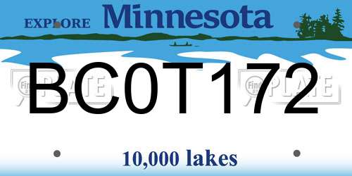 BC0T172 Minnesota License Plate