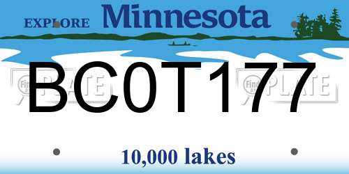 BC0T177 Minnesota License Plate