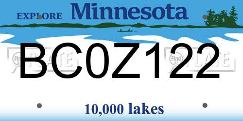 BC0Z122 Minnesota License Plate