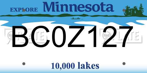 BC0Z127 Minnesota License Plate