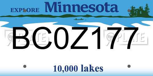 BC0Z177 Minnesota License Plate