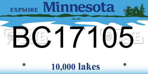 BC17105 Minnesota License Plate