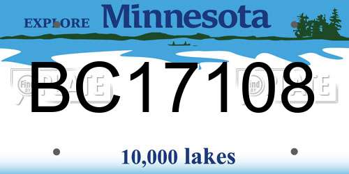 BC17108 Minnesota License Plate