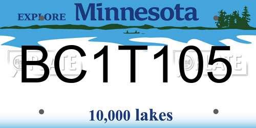 BC1T105 Minnesota License Plate