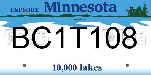 BC1T108 Minnesota License Plate