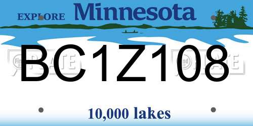 BC1Z108 Minnesota License Plate