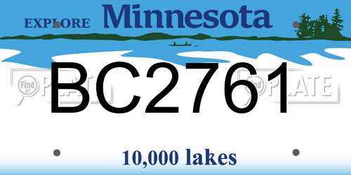 BC2761 Minnesota License Plate