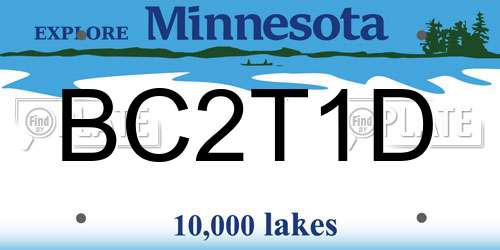 BC2T1D Minnesota License Plate