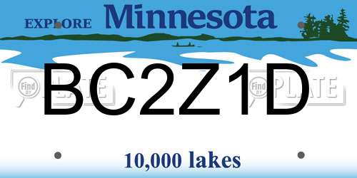 BC2Z1D Minnesota License Plate
