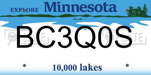 BC3Q0S Minnesota License Plate