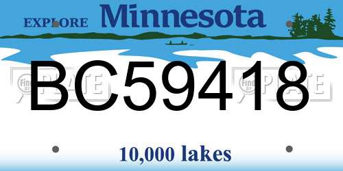 BC59418 Minnesota License Plate