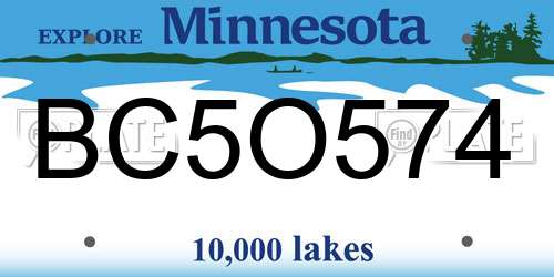 BC5O574 Minnesota License Plate