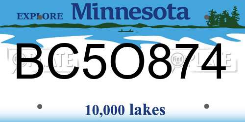 BC5O874 Minnesota License Plate
