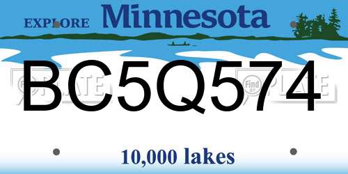 BC5Q574 Minnesota License Plate