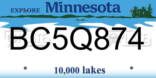 BC5Q874 Minnesota License Plate