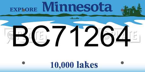 BC71264 Minnesota License Plate
