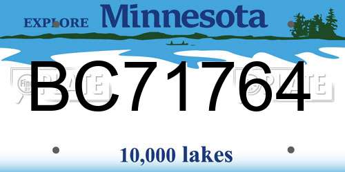 BC71764 Minnesota License Plate