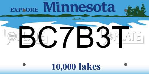 BC7B3T Minnesota License Plate