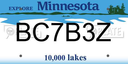 BC7B3Z Minnesota License Plate