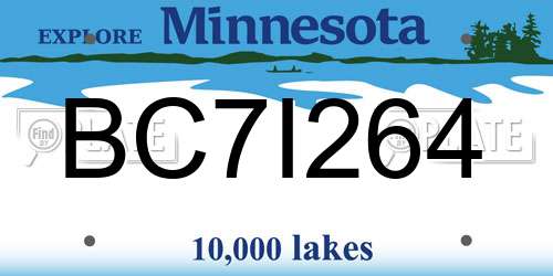 BC7I264 Minnesota License Plate