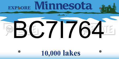 BC7I764 Minnesota License Plate