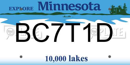 BC7T1D Minnesota License Plate