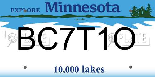 BC7T1O Minnesota License Plate