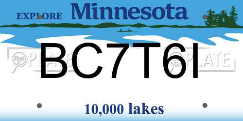 BC7T6I Minnesota License Plate