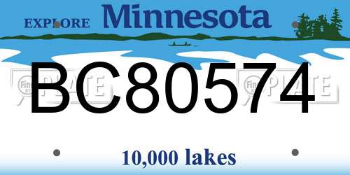 BC80574 Minnesota License Plate