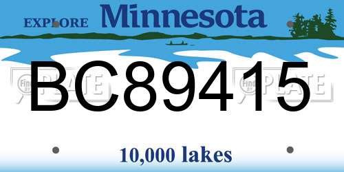 BC89415 Minnesota License Plate