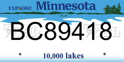 BC89418 Minnesota License Plate