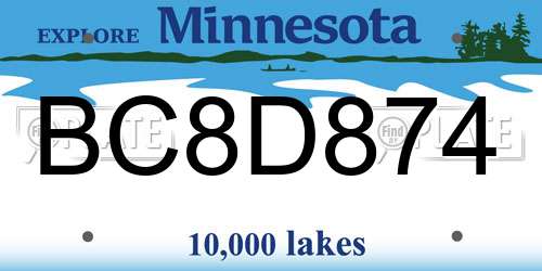 BC8D874 Minnesota License Plate