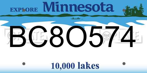 BC8O574 Minnesota License Plate