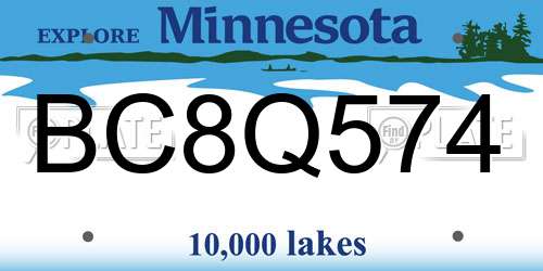 BC8Q574 Minnesota License Plate