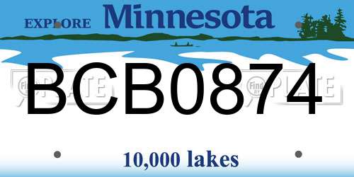 BCB0874 Minnesota License Plate
