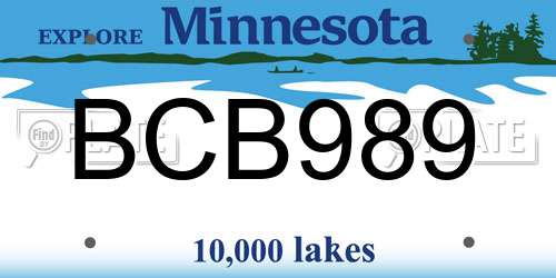 BCB989 Minnesota License Plate