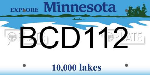 BCD112 Minnesota License Plate