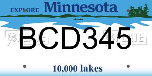 BCD345 Minnesota License Plate