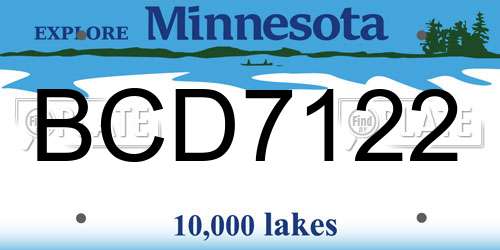 BCD7122 Minnesota License Plate