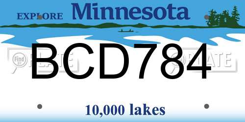BCD784 Minnesota License Plate
