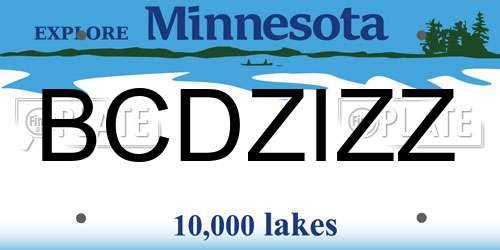 BCDZIZZ Minnesota License Plate