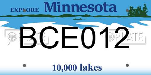 BCE012 Minnesota License Plate