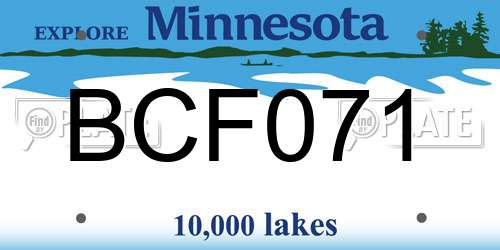 BCF071 Minnesota License Plate