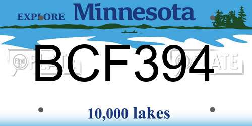 BCF394 Minnesota License Plate