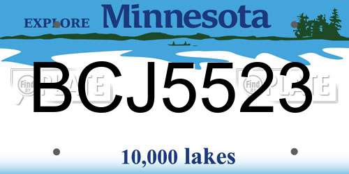 BCJ5523 Minnesota License Plate